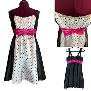 80s Gunne Sax 11 Jessica McClintock Satin Pinup Girl Rockabilly Polka Dot Dress